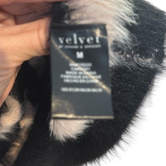 Velvet by Graham & Spencer Fuzzy Black and Cream Striped Sweater - Picture 7 of 8